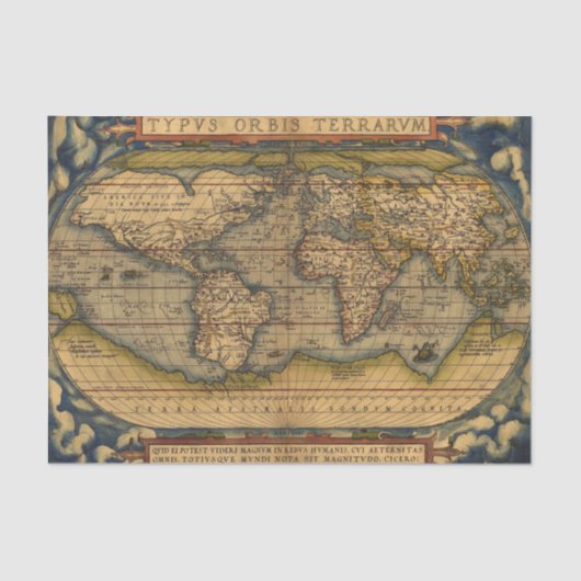 Wereldkaart Antiek Ortelius Europe Travel Tissuepapier (Voorkant)