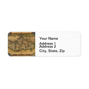 Wereldkaart Antiek Ortellius Europe Travel Etiket