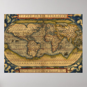 Wereldkaart Antiek Ortellius Europe Travel Poster