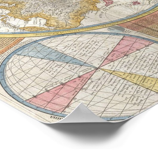 Wereldkaart antiek oud vintage poster (Hoek)