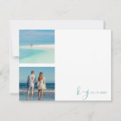 wereldkaart Aqua Beach Wedding Destination Foto Bedankkaart (Achterkant)