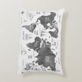 Wereldkaart Art Zwart Wit Nautisch Accent Kussen (Achterkant (Verticaal))