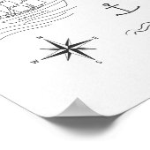 Wereldkaart Art Zwart Wit Nautische Kinder kinderk Poster (Hoek)