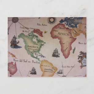 Wereldkaart — Atlantische Oceaan Briefkaart
