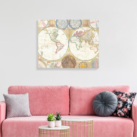 Wereldkaart Atlas Afbeelding Canvas Afdruk (Insitu (Woonkamer))