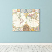 Wereldkaart Atlas Afbeelding Canvas Afdruk (Insitu (Houten vloer))