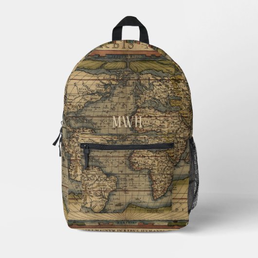  Wereldkaart Atlas Historical Monogrammed Bedrukte Rugzak (Voorkant)