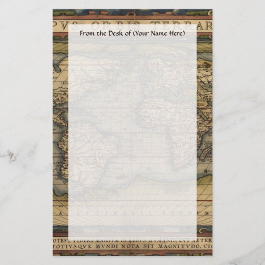  Wereldkaart Atlas Historisch Ontwerp Briefpapier (Voorkant)