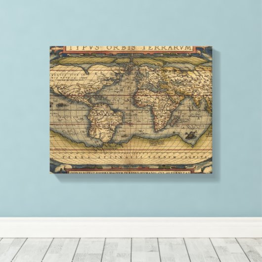  Wereldkaart Atlas Historisch Ontwerp Canvas Afdruk (Insitu (Houten vloer))