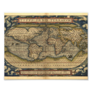  Wereldkaart Atlas Historisch Ontwerp Foto Afdruk