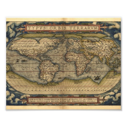  Wereldkaart Atlas Historisch Ontwerp Foto Afdruk (Voorkant)