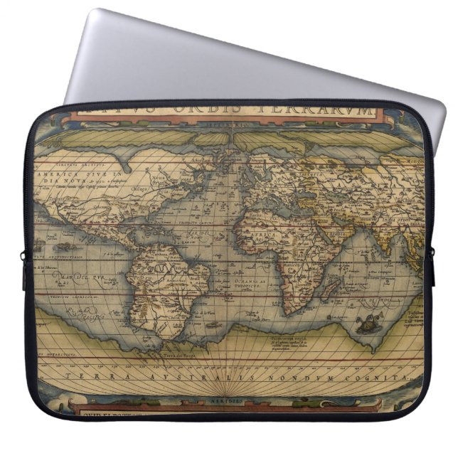  Wereldkaart Atlas Historisch Ontwerp Laptop Sleeve (Voorkant)