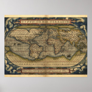  Wereldkaart Atlas Historisch Ontwerp Poster