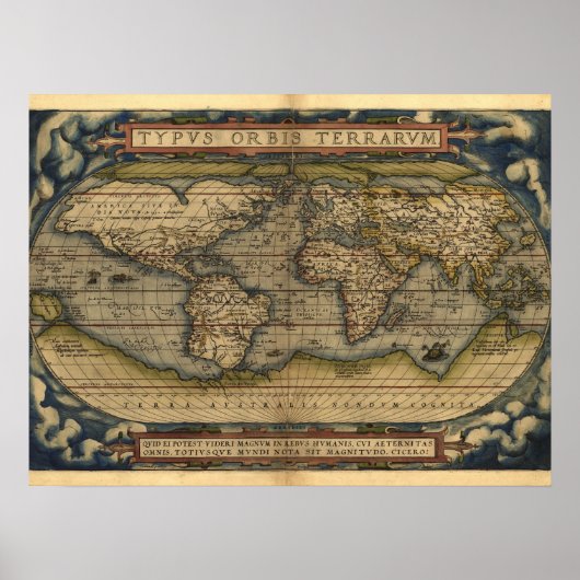  Wereldkaart Atlas Historisch Ontwerp Poster (Voorkant)