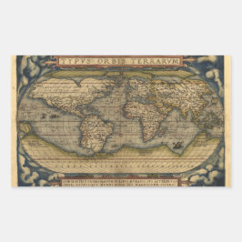  Wereldkaart Atlas Historisch Ontwerp Rechthoekige Sticker