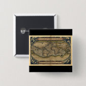 Wereldkaart Atlas Historisch Ontwerp Vierkante Button 5,1 Cm (Voorkant /achterkant)