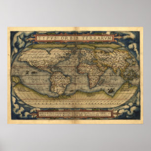  Wereldkaart Atlas TYPVS ORBIS TERRARVM Poster