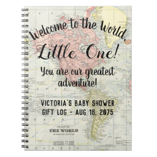 wereldkaart Baby shower Cadeaulogboek laptop Notitieboek