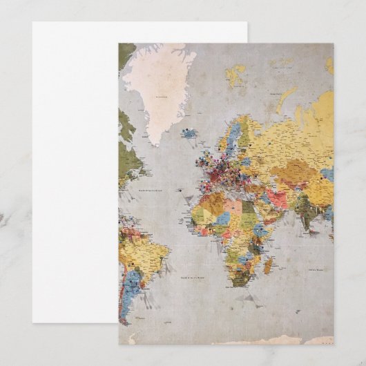 wereldkaart bedankkaart (Voorkant / Achterkant)