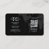 Wereldkaart Bedrijf Monogram Zwart Grijs Visitekaartje (Achterkant)