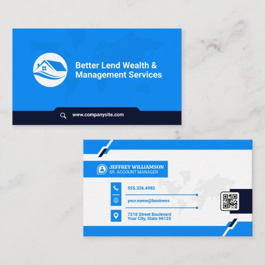 Wereldkaart | Bedrijf | Visitekaartje QR-code (Voorkant / Achterkant)