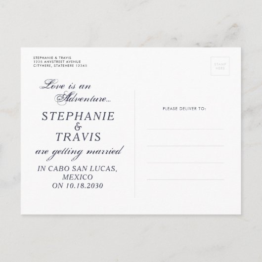 Wereldkaart Bestemming Bruiloft Bewaar de datum Aankondigingskaart (Achterkant)