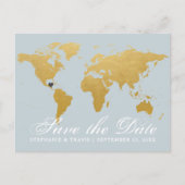 Wereldkaart Bestemming Bruiloft Bewaar de datum Aankondigingskaart (Voorkant)