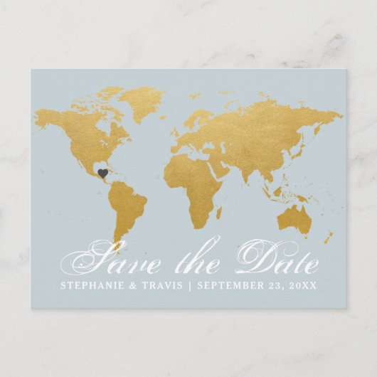 Wereldkaart Bestemming Bruiloft Bewaar de datum Aankondigingskaart (Voorkant)