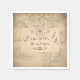  Wereldkaart bestemming bruiloft Servet