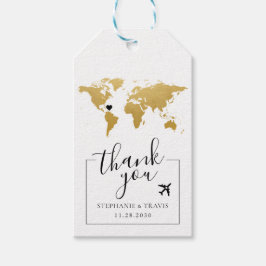 Wereldkaart bestemming bruiloft voor bagage cadeaulabel