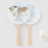 Wereldkaart Bestemming Trouwprogramma Fan Handwaaier (Voorkant en achterkant)