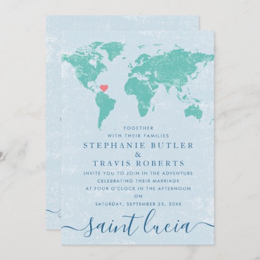 Wereldkaart bestemming | U PICK COLORS Wedding Kaart (Voorkant / Achterkant)