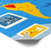 Wereldkaart bezaaid met hartspeldjes en herkenning poster (Hoek)