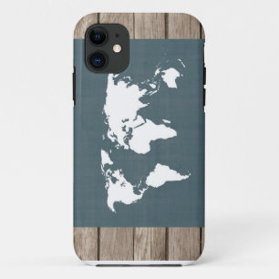 wereldkaart . blauw en wit Case-Mate iPhone case