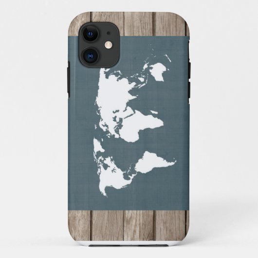 wereldkaart . blauw en wit Case-Mate iPhone case (Achterkant)