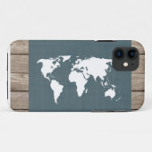 wereldkaart . blauw en wit Case-Mate iPhone case (Achterkant (horizontaal))
