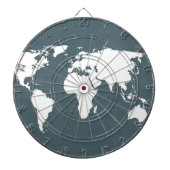 Wereldkaart . blauw en wit dartbord (Voorkant)