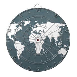 Wereldkaart . blauw en wit dartbord