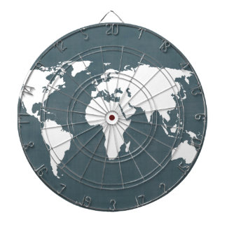 Wereldkaart . blauw en wit dartbord