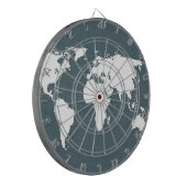 Wereldkaart . blauw en wit dartbord (Voorkant Links)