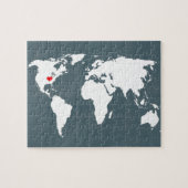 wereldkaart . blauw en wit legpuzzel (Horizontaal)