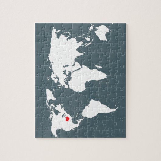 wereldkaart . blauw en wit legpuzzel (Verticaal)