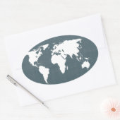 Wereldkaart . blauw en wit ovale sticker (Envelop)