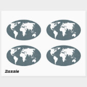 Wereldkaart . blauw en wit ovale sticker (Vel)