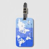 wereldkaart blauw gestreept bagagelabel (Voorkant (verticaal))