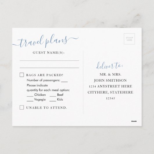 Wereldkaart blauw hart RSVP-Briefkaart Feestdagenkaart (Achterkant)