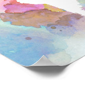 Wereldkaart Blauw Roze Ontwerp 48 Poster (Hoek)