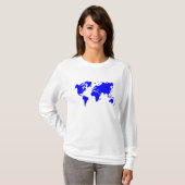 Wereldkaart - blauw t-shirt (Voorkant volledig)