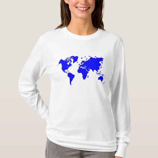 Wereldkaart - blauw t-shirt (Voorkant)