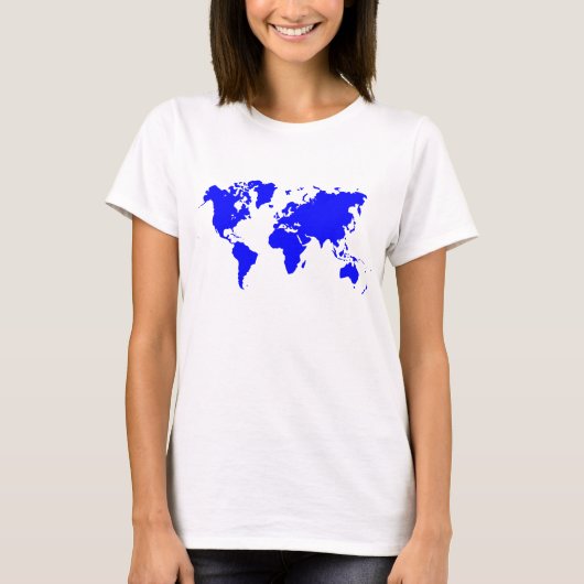 Wereldkaart - blauw t-shirt (Voorkant)